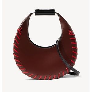 NWOT STAUD Mini Moon Lace Leather Bag in Mahogany/Cherry